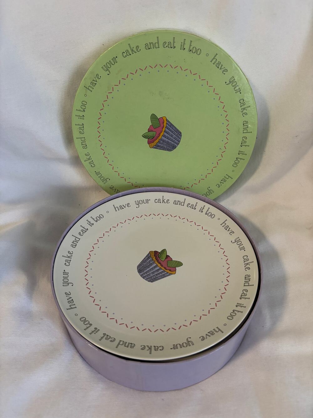 Cordon Bleu "Have Your Cake & Eat It Too" Desert Plates Set of 4 New